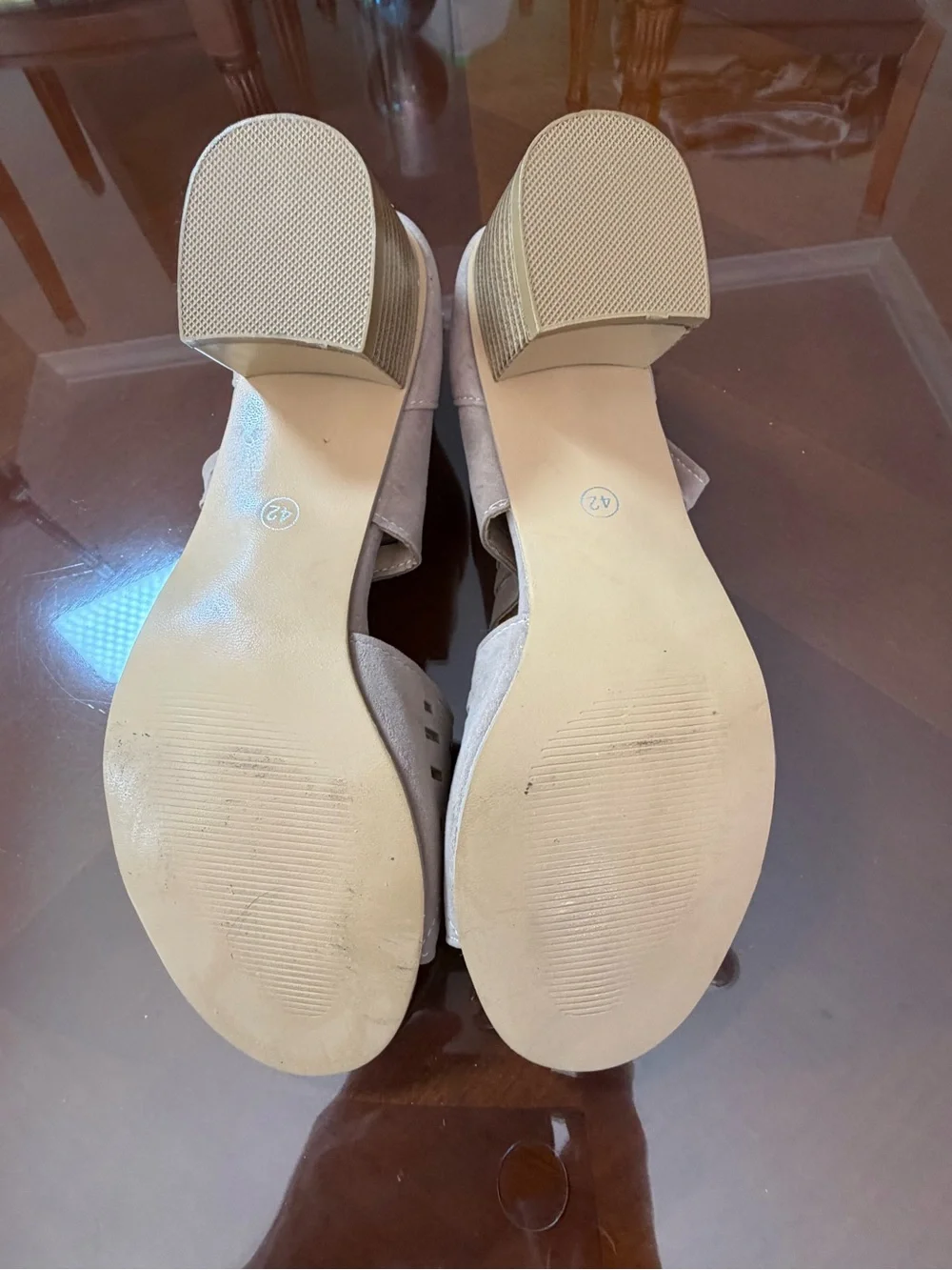 Women’s Open-Toe Cutout Ankle-Wrap Sandals in Taupe - Picture 4 of 5